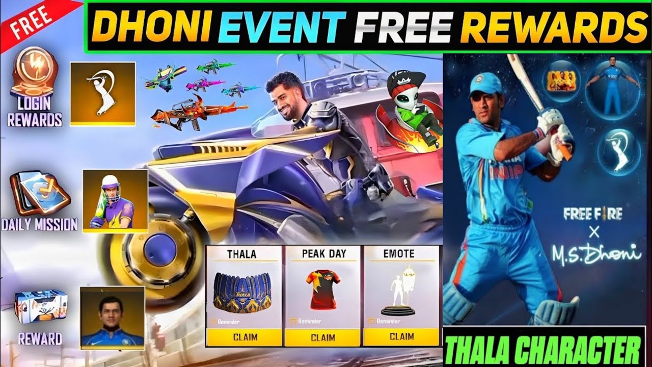 Latest Dhoni Cricketer Event In Action Game Free Fire